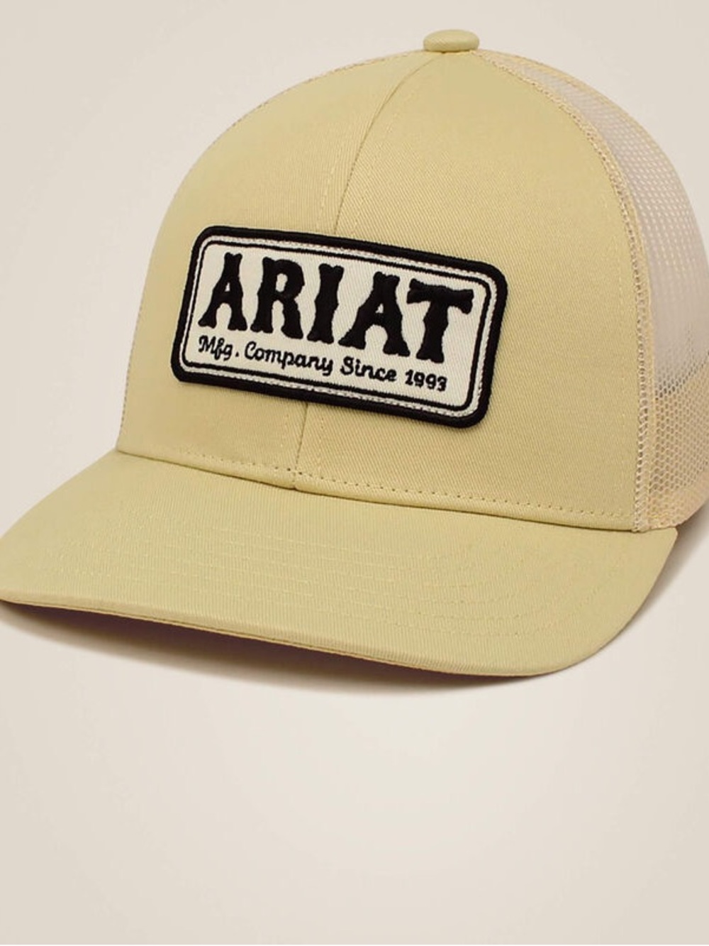 LIKE NEW ARIAT Men's Light Yellow Snapback Logo Patch Cap Hat